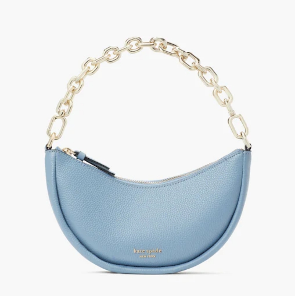 Kate Spade Pebbled Leather Smile Small Crossbody in Morning Sky Blue